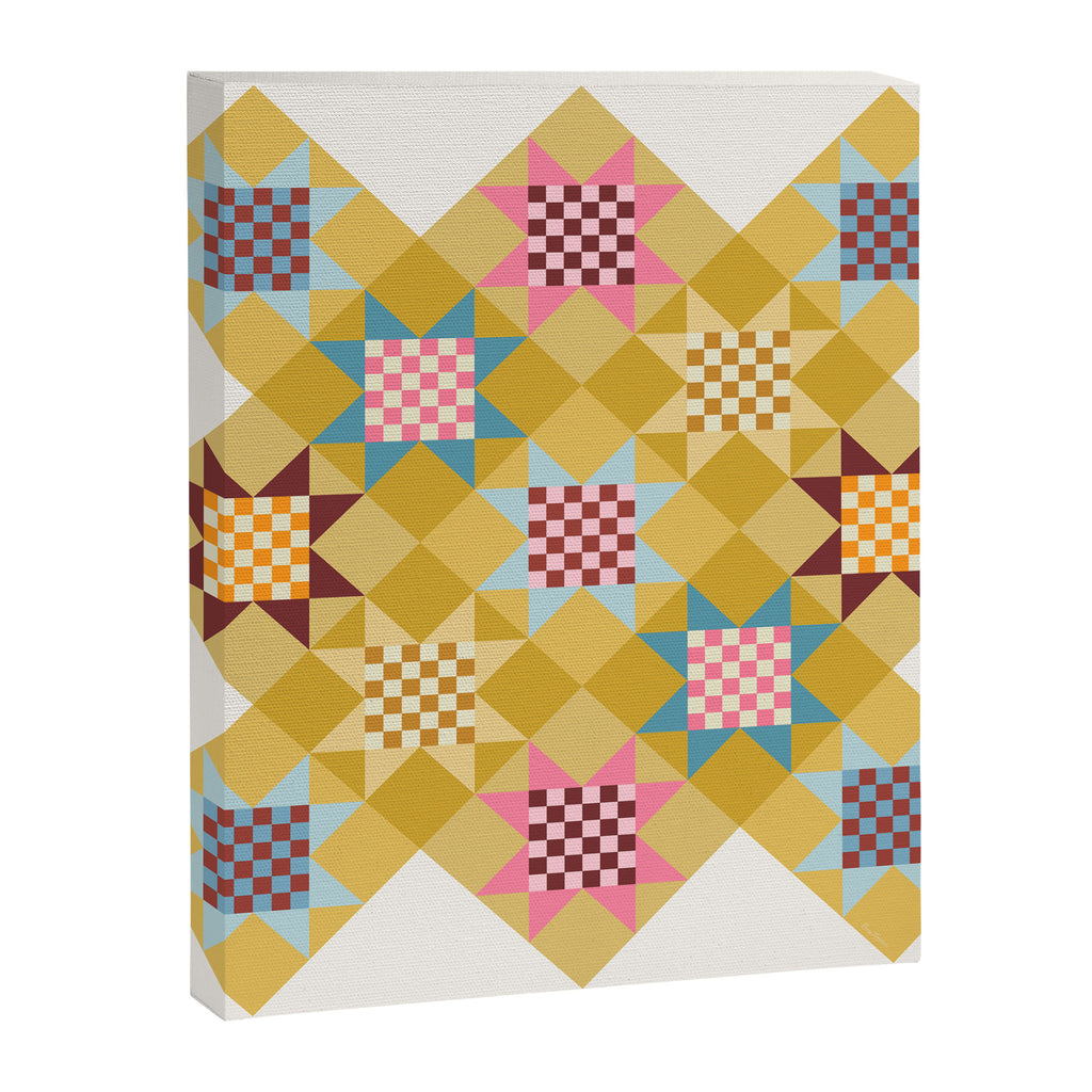 Checkerboard Quilt Shapes - Multicolor Gold Canvas Print Gallery Image 8