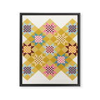 Checkerboard Quilt Shapes - Multicolor Gold Framed Canvas Print Gallery Image 8