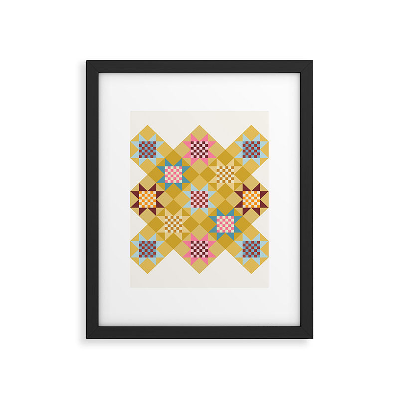 Checkerboard Quilt Shapes - Multicolor Gold Framed Art Print Gallery Image 6