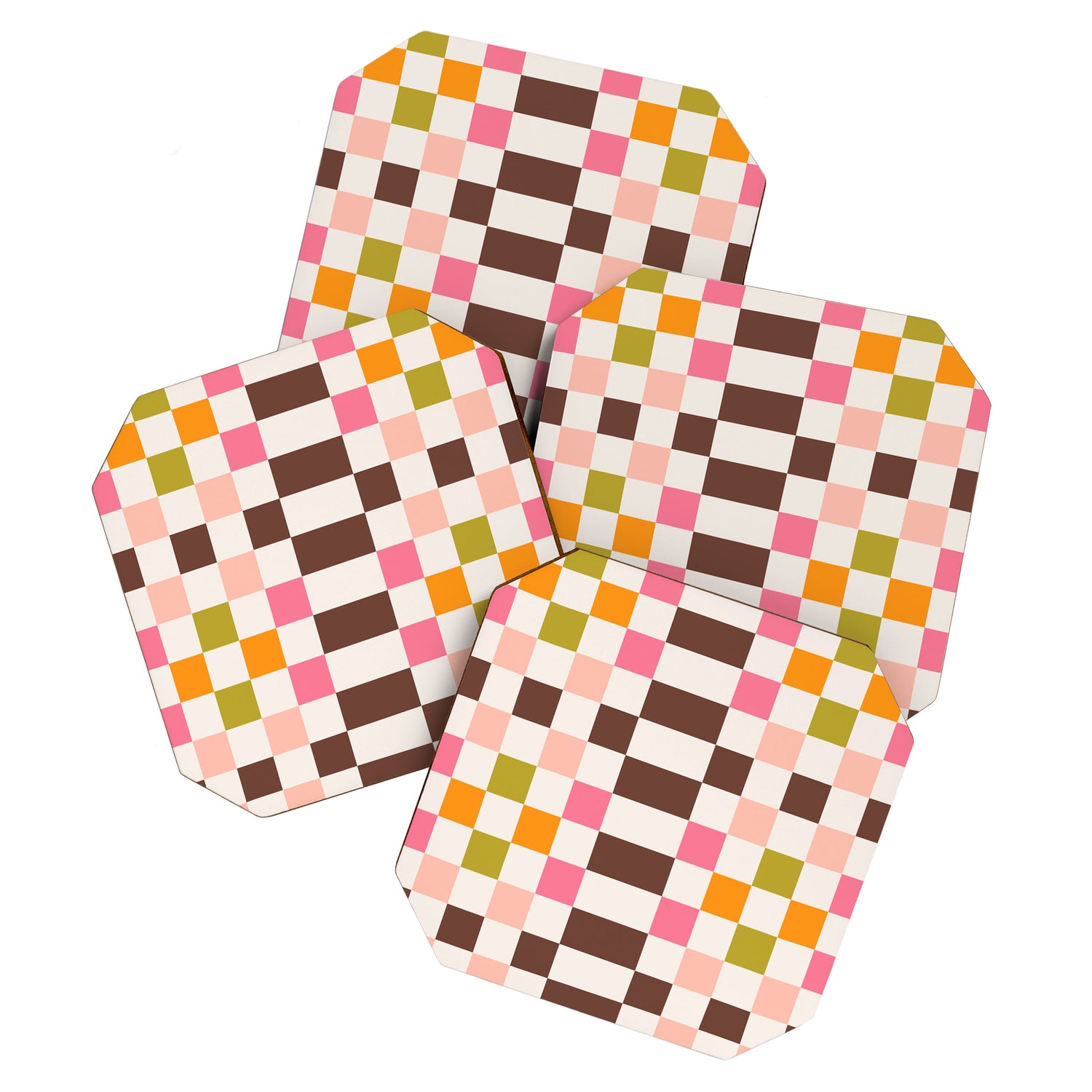 Checkerboard - Warm Colors Coaster Gallery Image 1