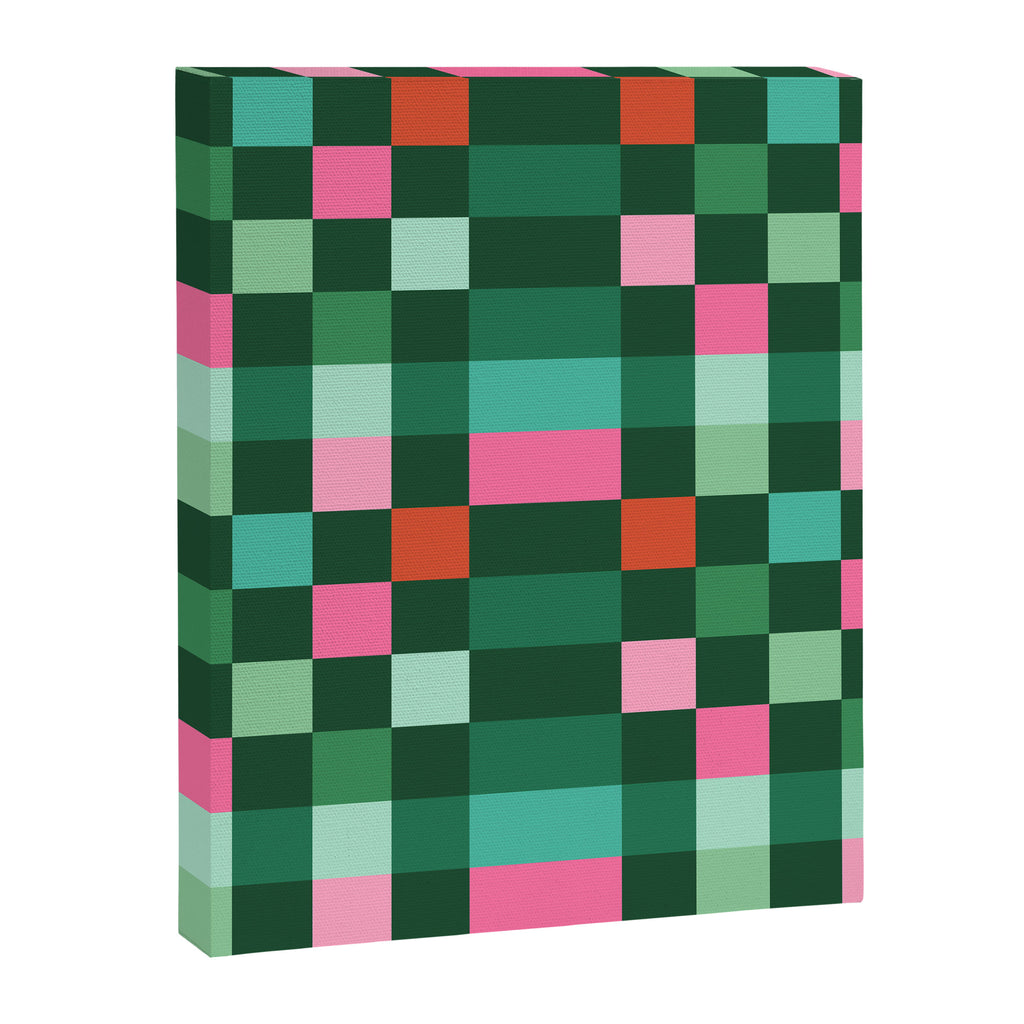 Christmas Checks Pattern - Green Red and Pink Canvas Print Gallery Image 8