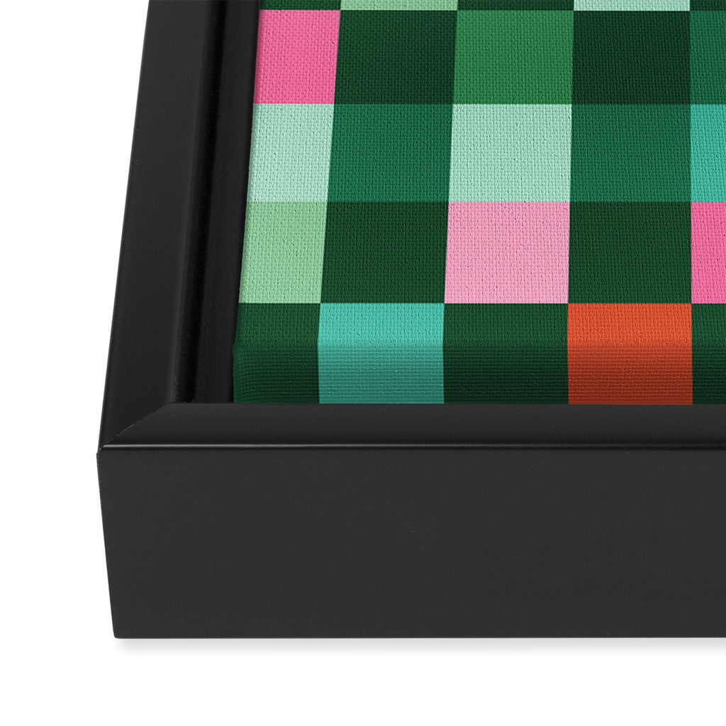 Christmas Checks Pattern - Green Red and Pink Framed Canvas Print Gallery Image 3