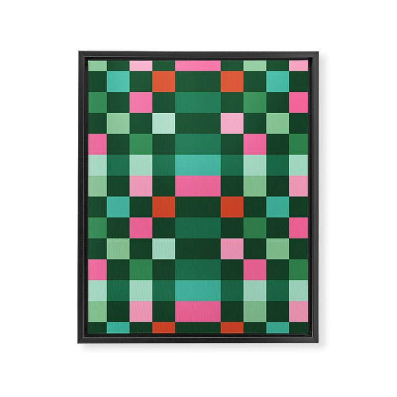 Christmas Checks Pattern - Green Red and Pink Framed Canvas Print Gallery Image 8