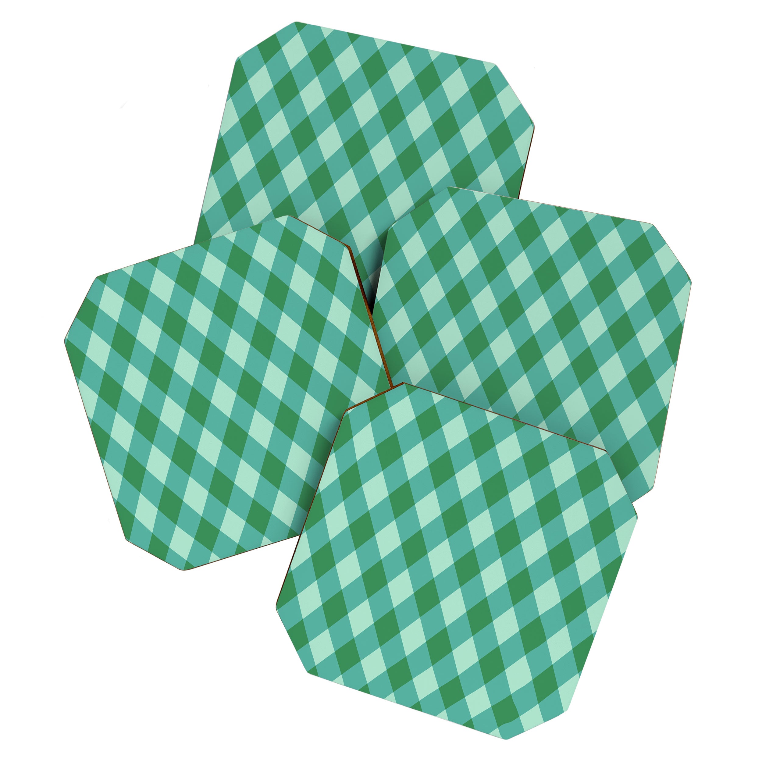 Christmas Diamond Plaid Green Pattern Coaster Gallery Image 1