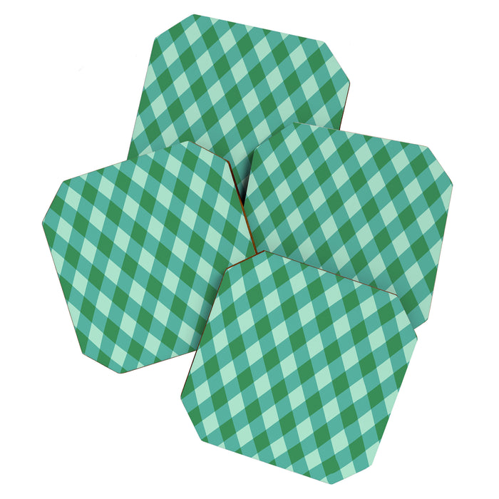 Christmas Diamond Plaid Green Pattern Coaster Gallery Image 1