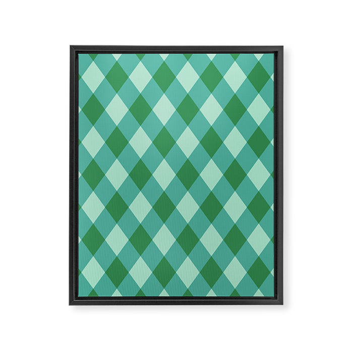 Christmas Diamond Plaid Green Pattern Framed Canvas Print Gallery Image 1