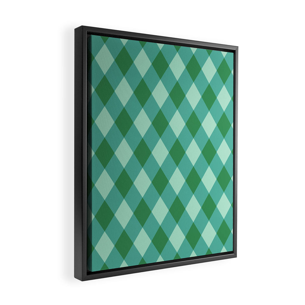 Christmas Diamond Plaid Green Pattern Framed Canvas Print Gallery Image 2