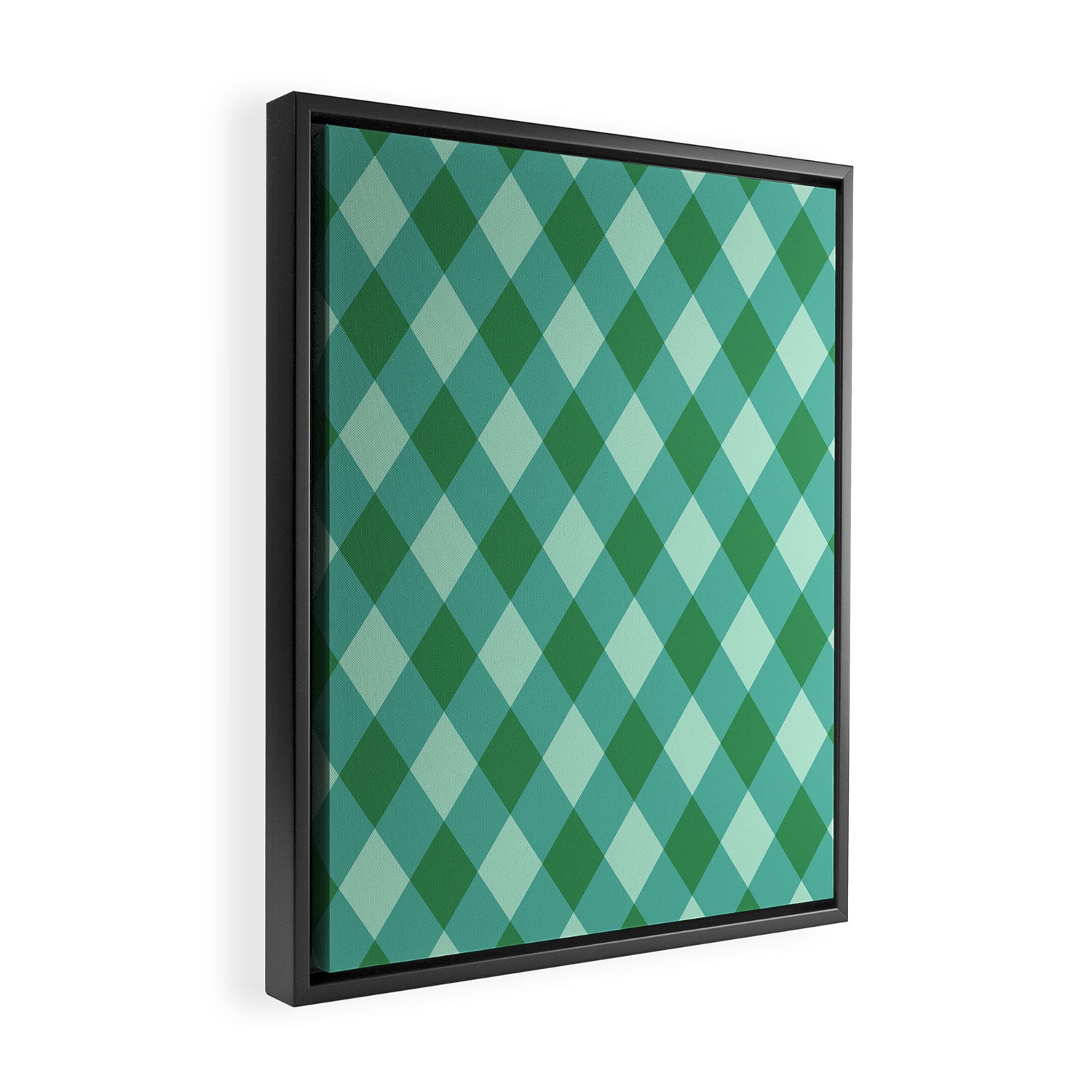 Christmas Diamond Plaid Green Pattern Framed Canvas Print Gallery Image 2