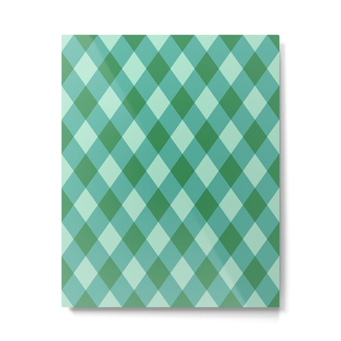 Christmas Diamond Plaid Green Pattern Metal Print Gallery Image 1