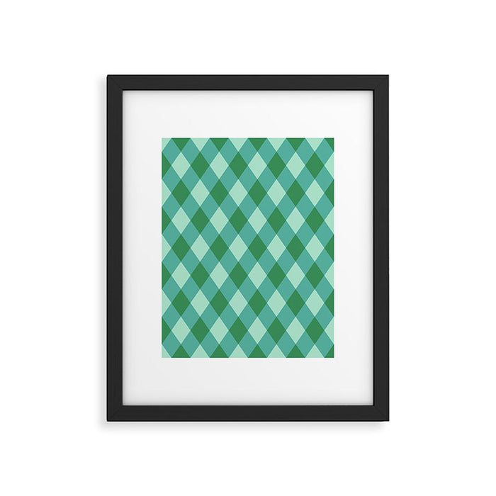 Christmas Diamond Plaid Green Pattern Framed Art Print Gallery Image 1