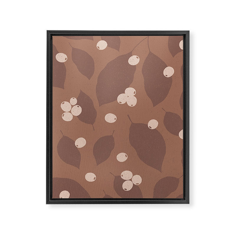 Coffee Leaves and Berries - Mocha Mousse Framed Canvas Print Gallery Image 8