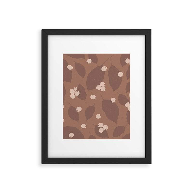 Coffee Leaves and Berries - Mocha Mousse Framed Art Print Gallery Image 6