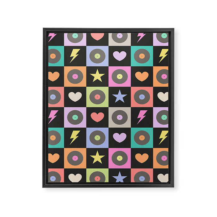 Colorful Checkerboard 80s Framed Canvas Print Gallery Image 1