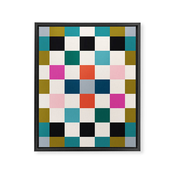 Colorful Checkerboard Framed Canvas Print Gallery Image 1