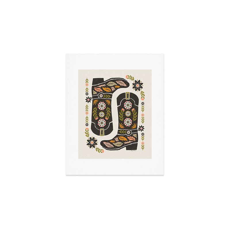 Cowboy boots and flowers Art Print Gallery Image 1