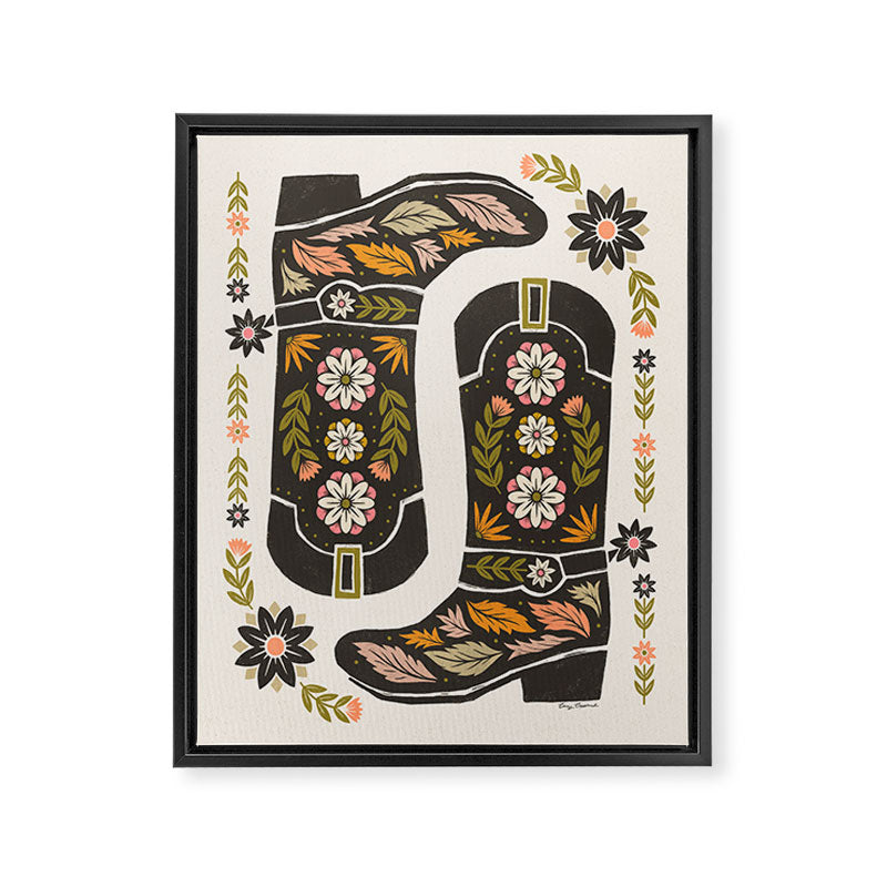 Cowboy boots and flowers Framed Canvas Print Gallery Image 8