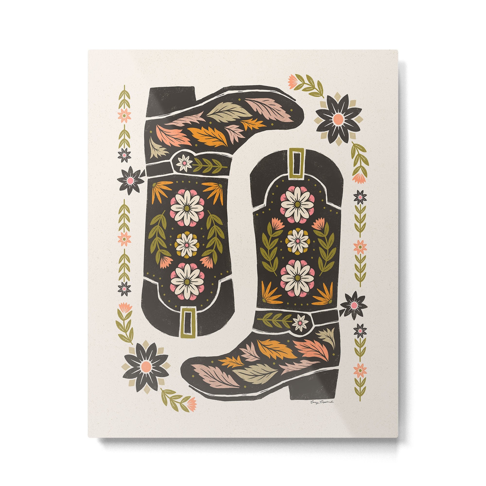 Cowboy boots and flowers Metal Print Gallery Image 6