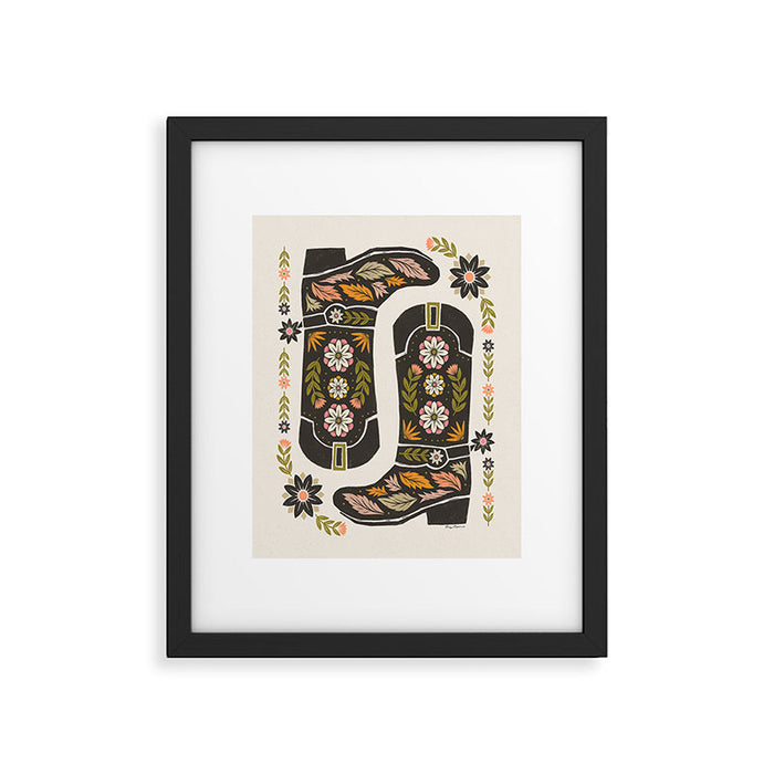 Cowboy boots and flowers Framed Art Print Gallery Image 1