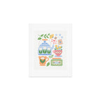 Cup of Tea Floral - Multi-color on White Art Print Gallery Image 1