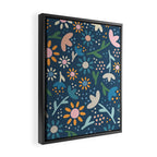 Ditsy Daisy Floral on Blue Framed Canvas Print Gallery Image 2