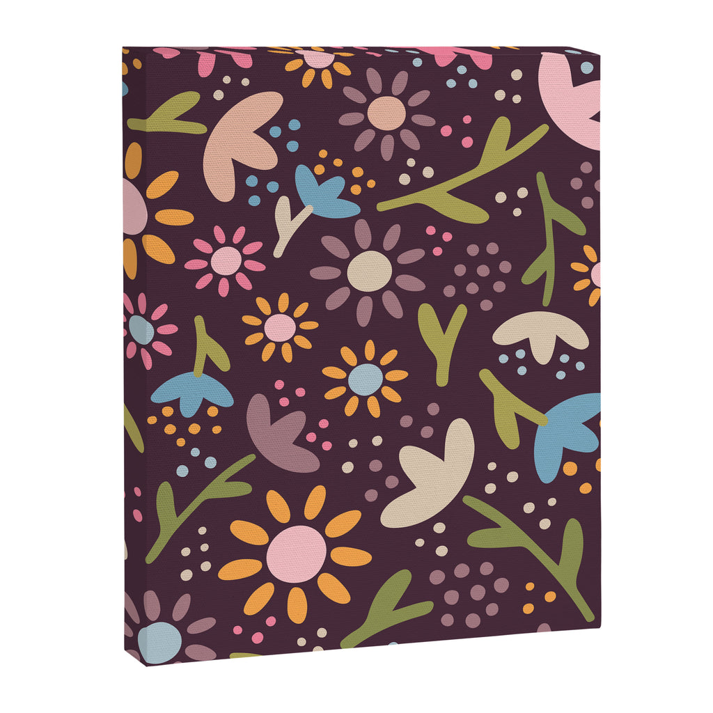 Ditsy Daisy Floral on Burgundy Canvas Print Gallery Image 8