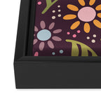 Ditsy Daisy Floral on Burgundy Framed Canvas Print Gallery Image 3