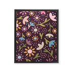 Ditsy Daisy Floral on Burgundy Framed Canvas Print Gallery Image 8