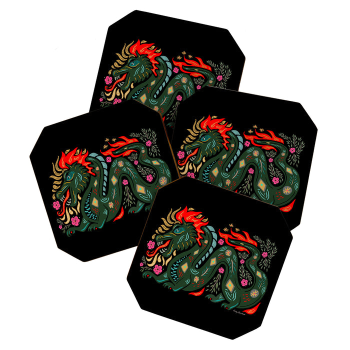 Dragon - Red, Black, Green Coaster Gallery Image 1