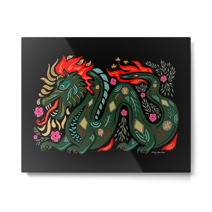 Dragon - Red, Black, Green Metal Print Gallery Image 1