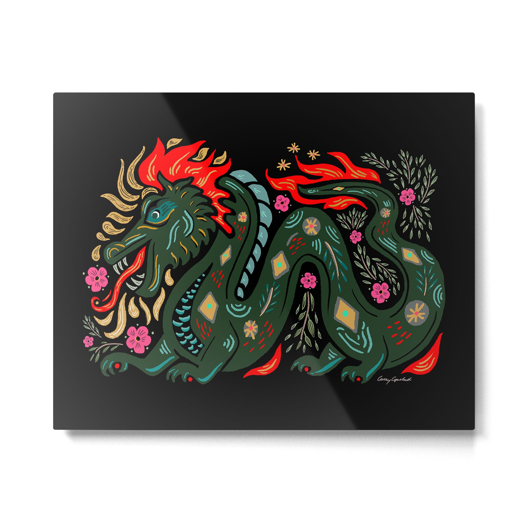 Dragon - Red, Black, Green Metal Print Gallery Image 6