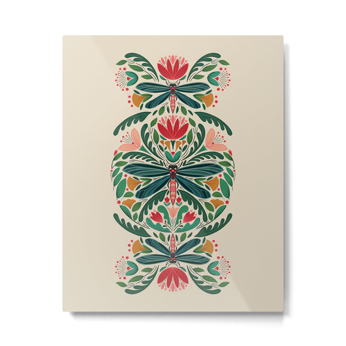 Dragonfly Folk Design Metal Print Gallery Image 1