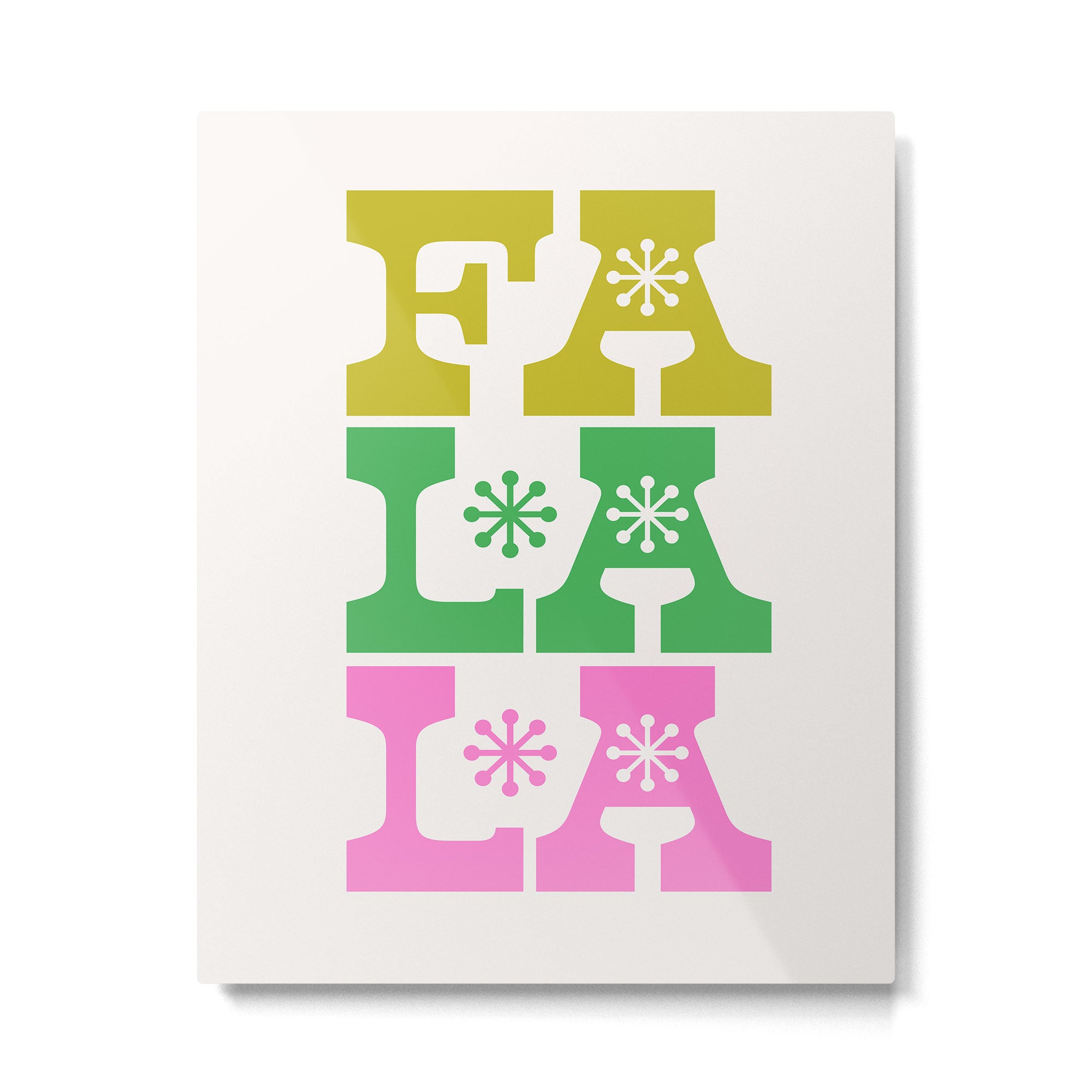 Fa La La- Pink & Green Metal Print Gallery Image 4