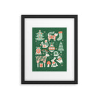 Festive Folk Art Forest Animals - Green and Red Framed Art Print Gallery Image 6