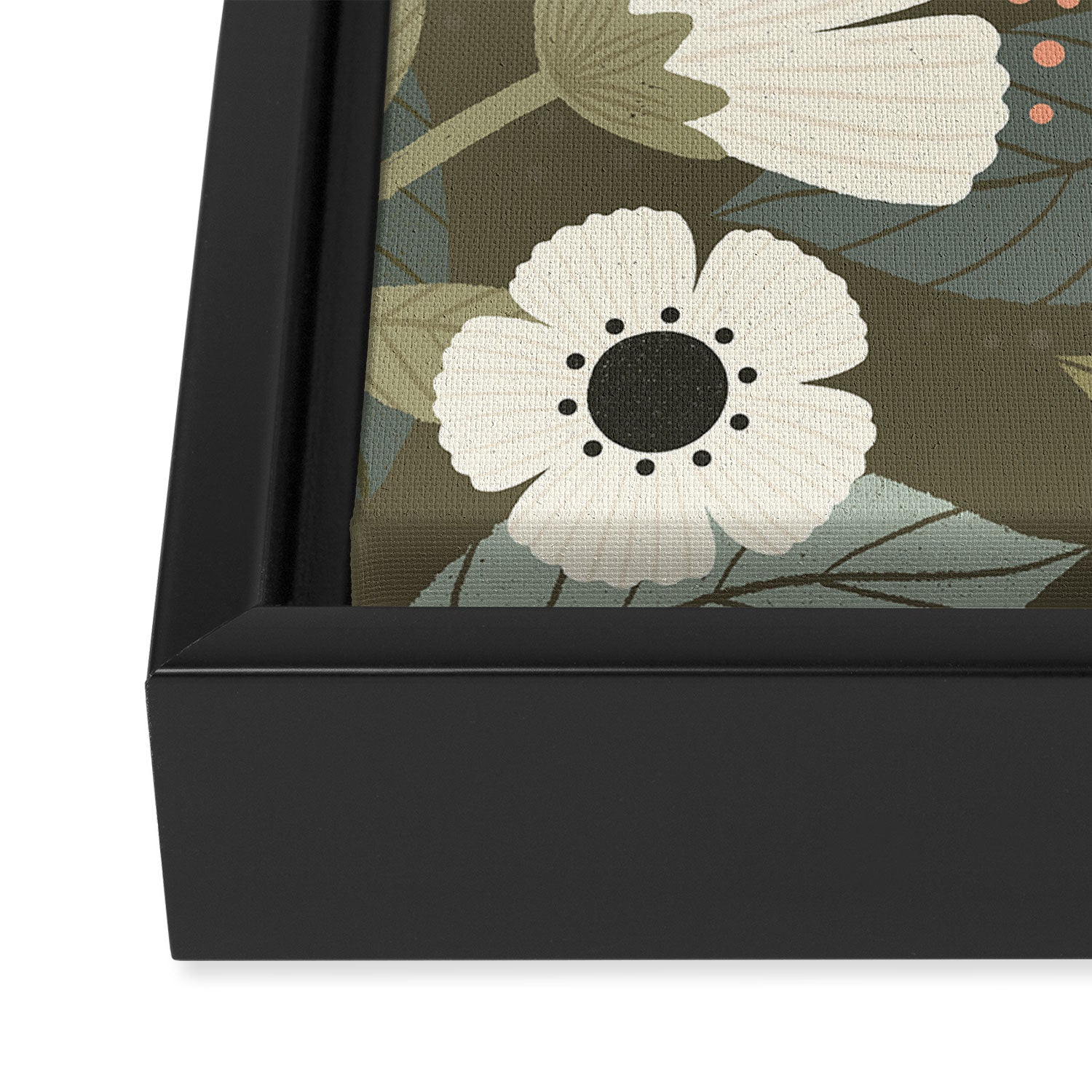 Flower Blossoms and Leaves Framed Canvas Print Gallery Image 3