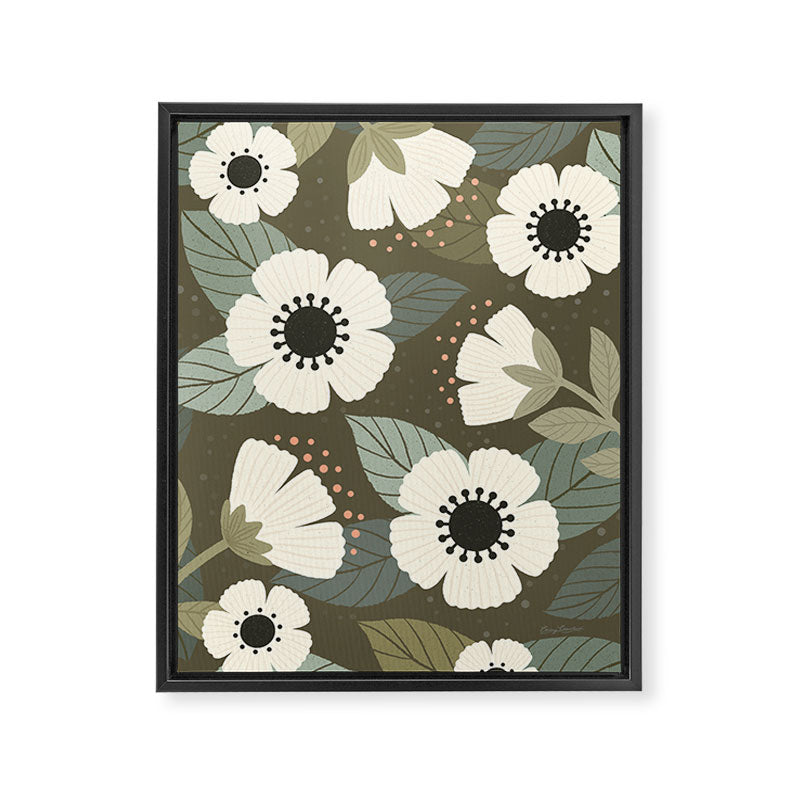 Flower Blossoms and Leaves Framed Canvas Print Gallery Image 8