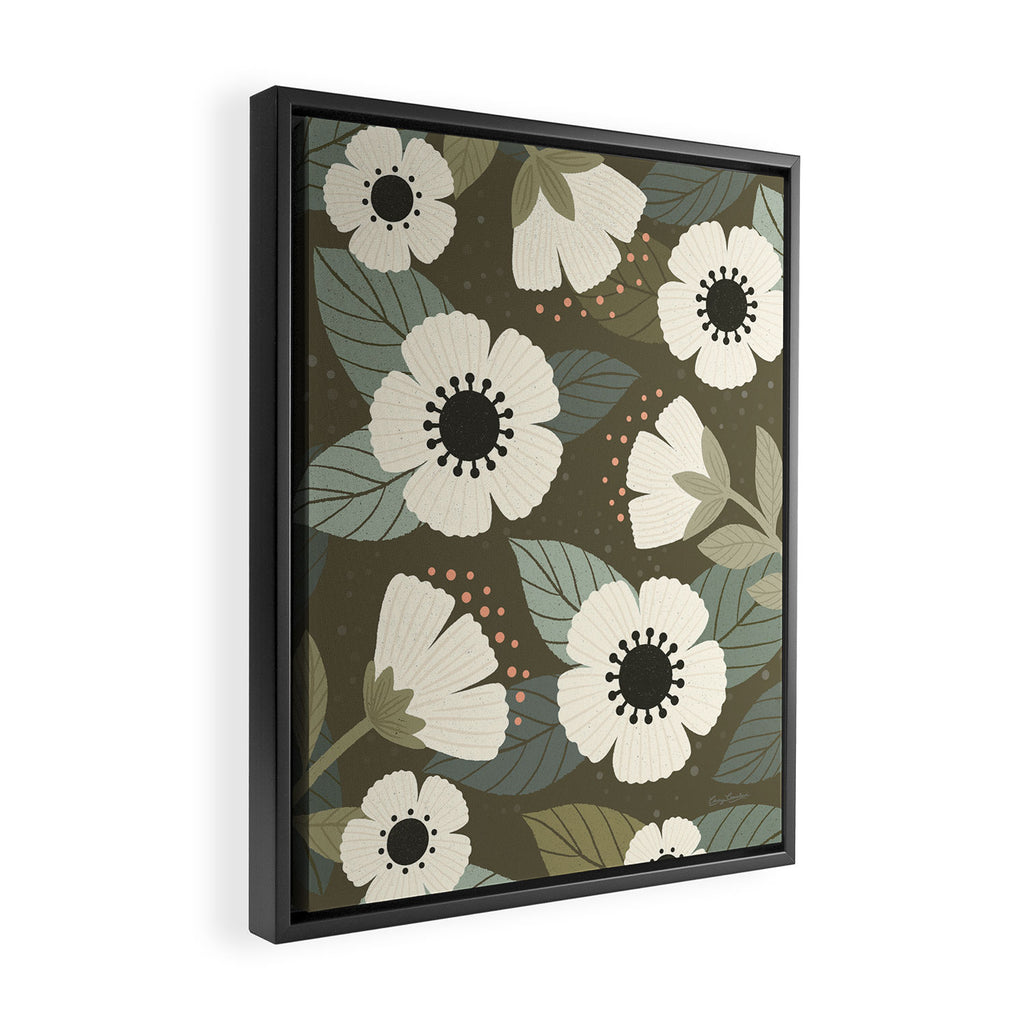 Flower Blossoms and Leaves Framed Canvas Print Gallery Image 2