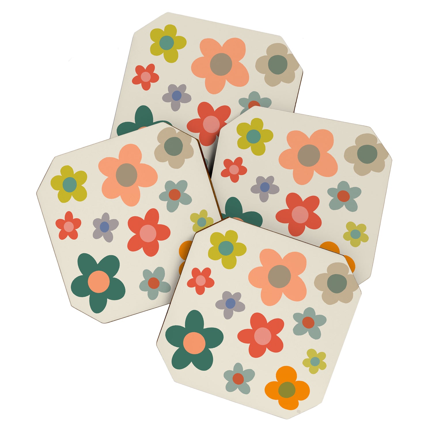 Flower Power Floral | Retro 60s 70s Coaster Gallery Image 1