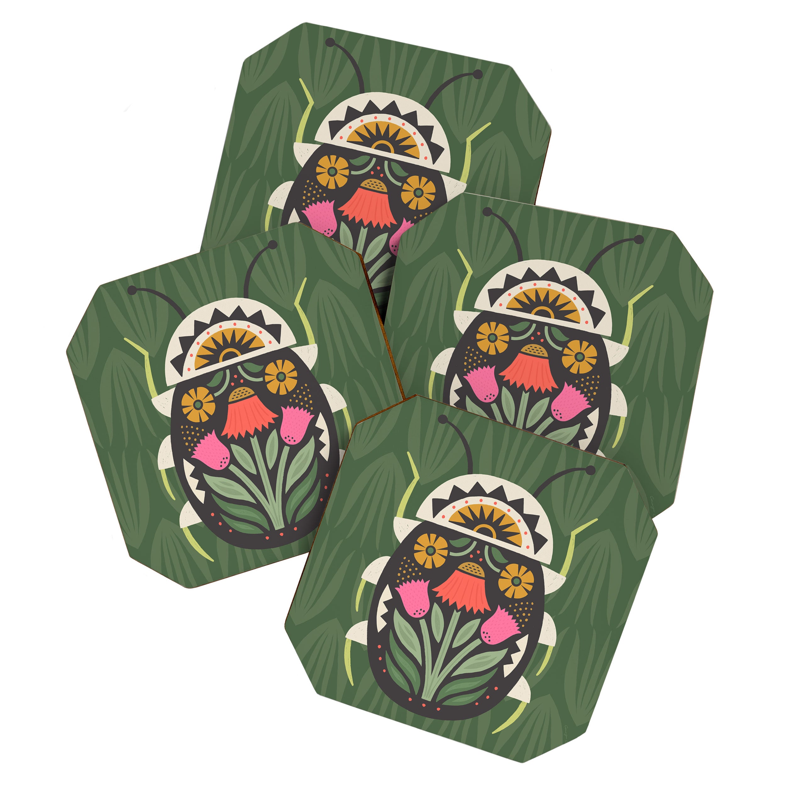 Folk Art Beetle Coaster Gallery Image 1