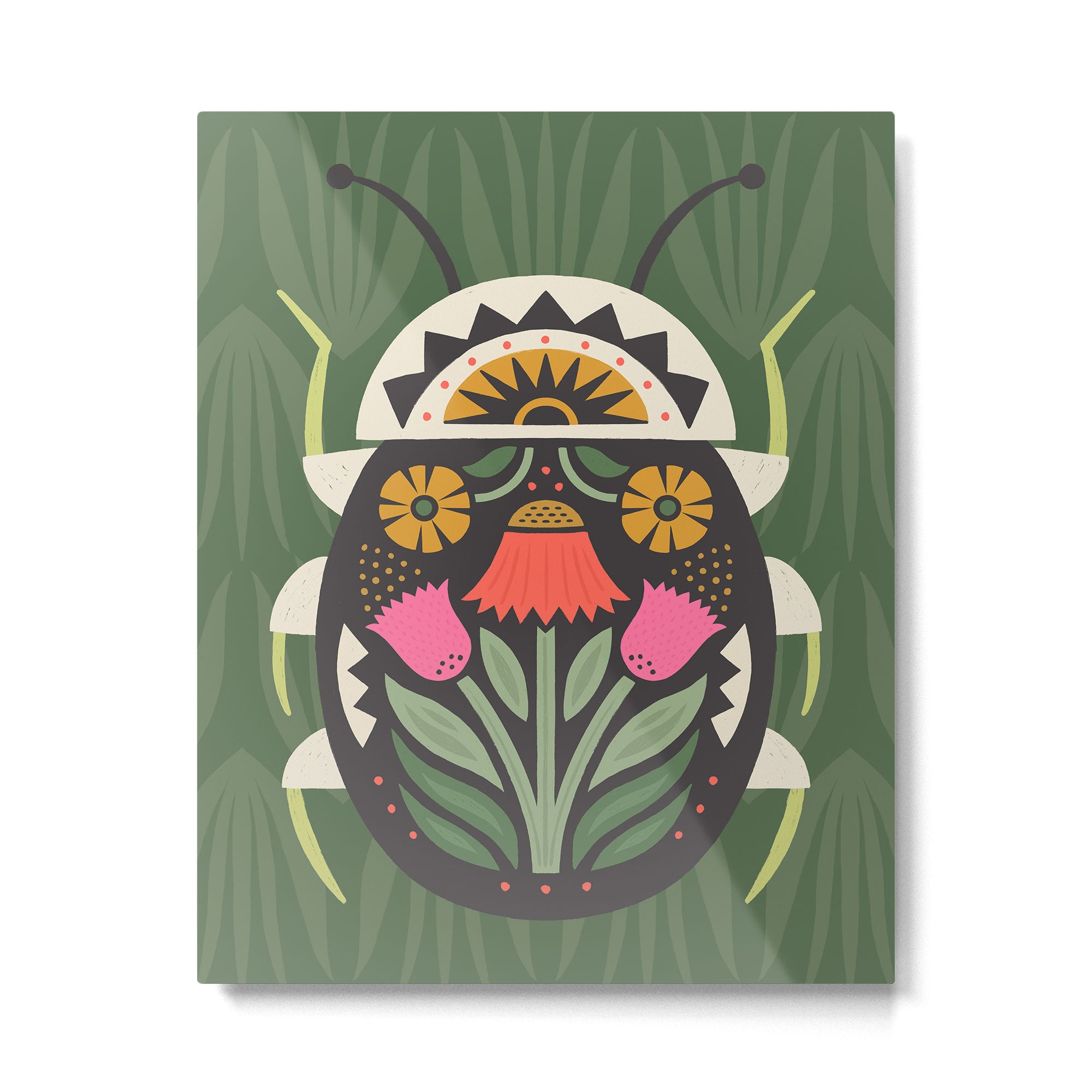 Folk Art Beetle Metal Print Gallery Image 6