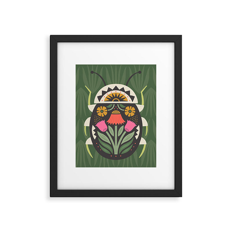 Folk Art Beetle Framed Art Print Gallery Image 6