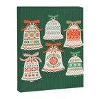 Folk Art Holiday Bells - Forest Green Canvas Print Gallery Image 8