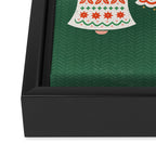 Folk Art Holiday Bells - Forest Green Framed Canvas Print Gallery Image 3