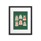 Folk Art Holiday Bells - Forest Green Framed Art Print Gallery Image 6