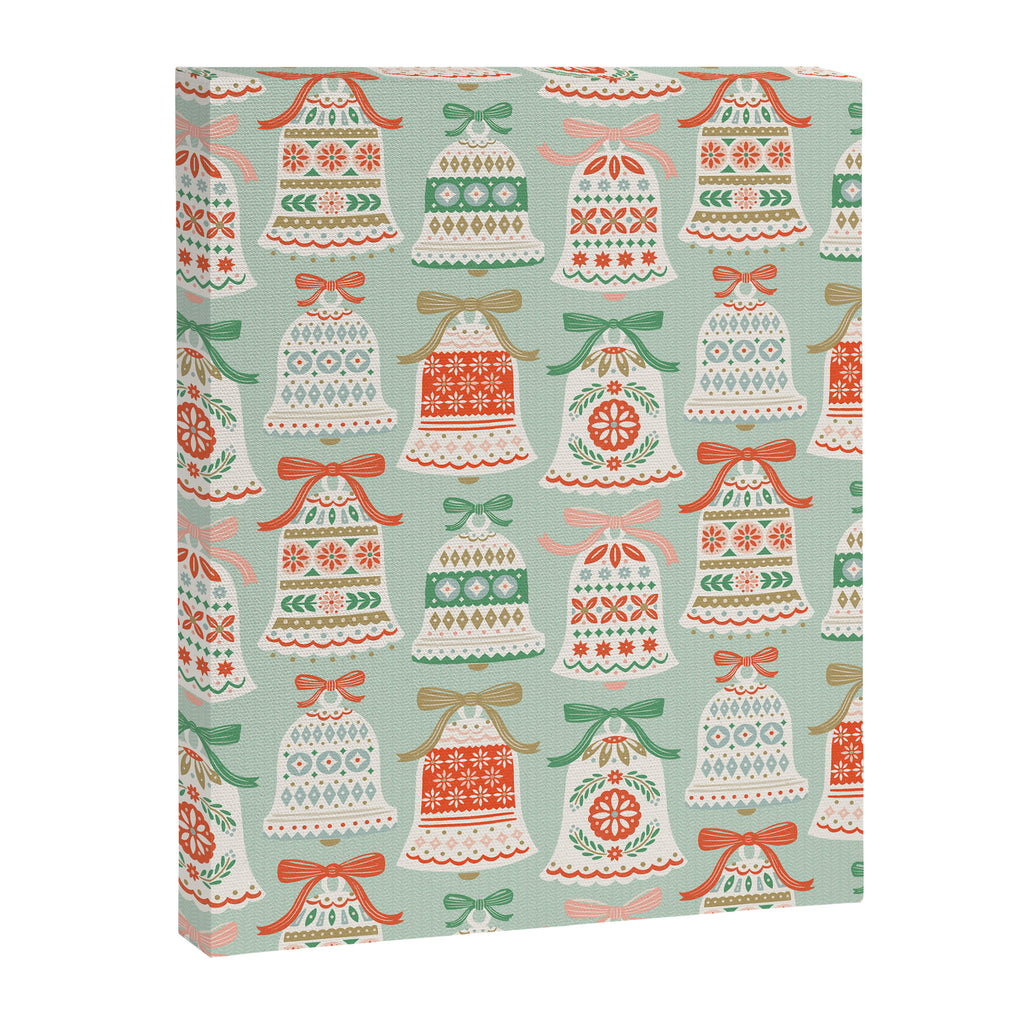 Folk Art Holiday Bells - Light Green Canvas Print Gallery Image 8