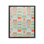Folk Art Holiday Bells - Light Green Framed Canvas Print Gallery Image 8