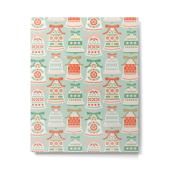 Folk Art Holiday Bells - Light Green Metal Print Gallery Image 1