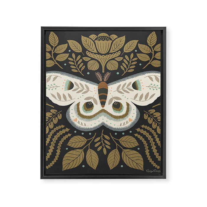 Folk Art Moth - Black Framed Canvas Print Gallery Image 1