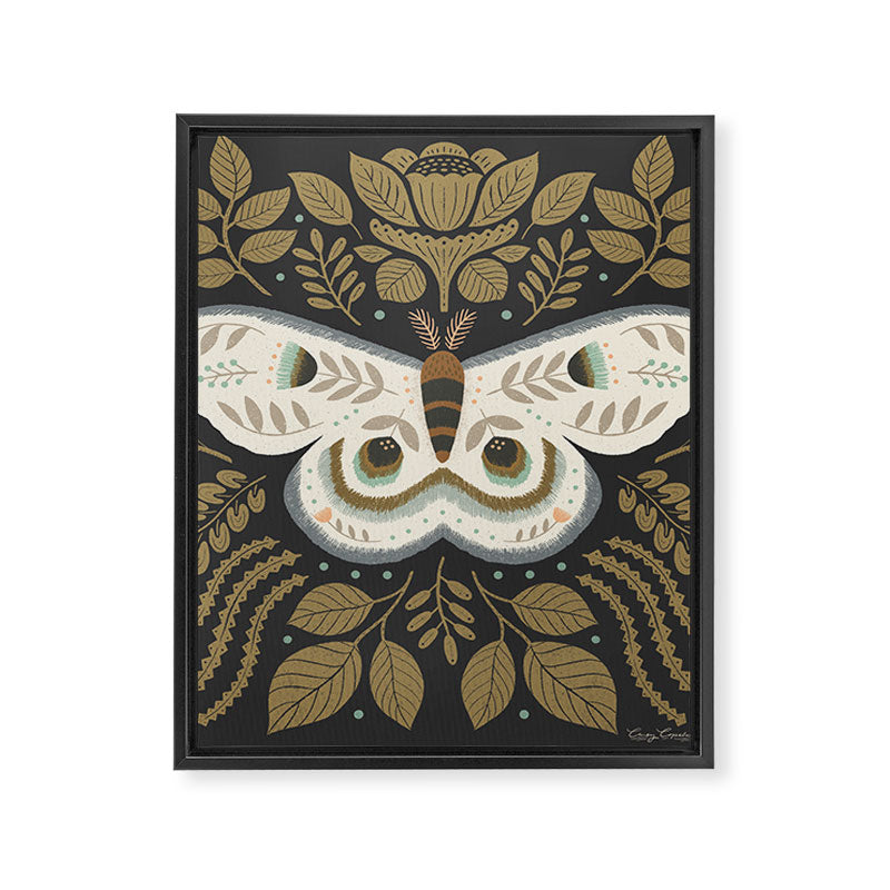 Folk Art Moth - Black Framed Canvas Print Gallery Image 8
