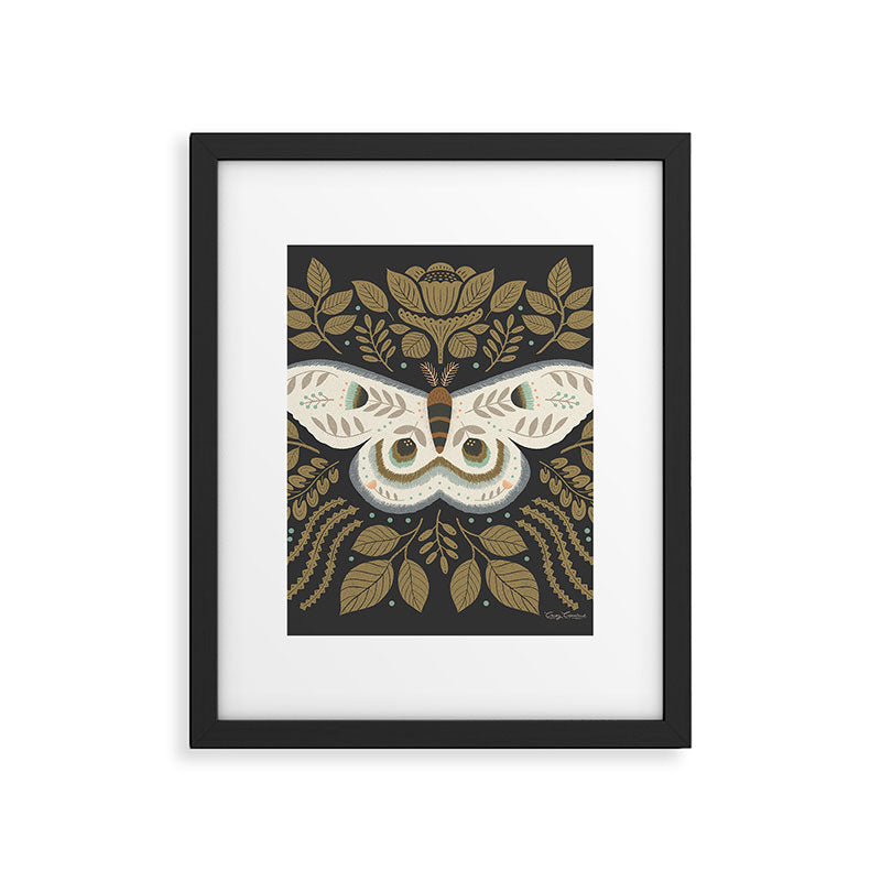 Folk Art Moth - Black Framed Art Print Gallery Image 6