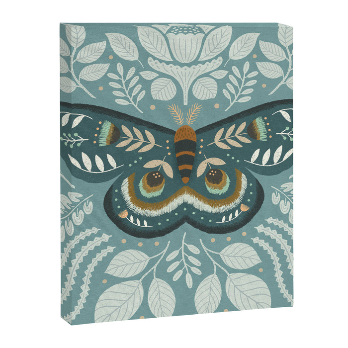 Folk Art Moth - Blue Gray Canvas Print Gallery Image 1